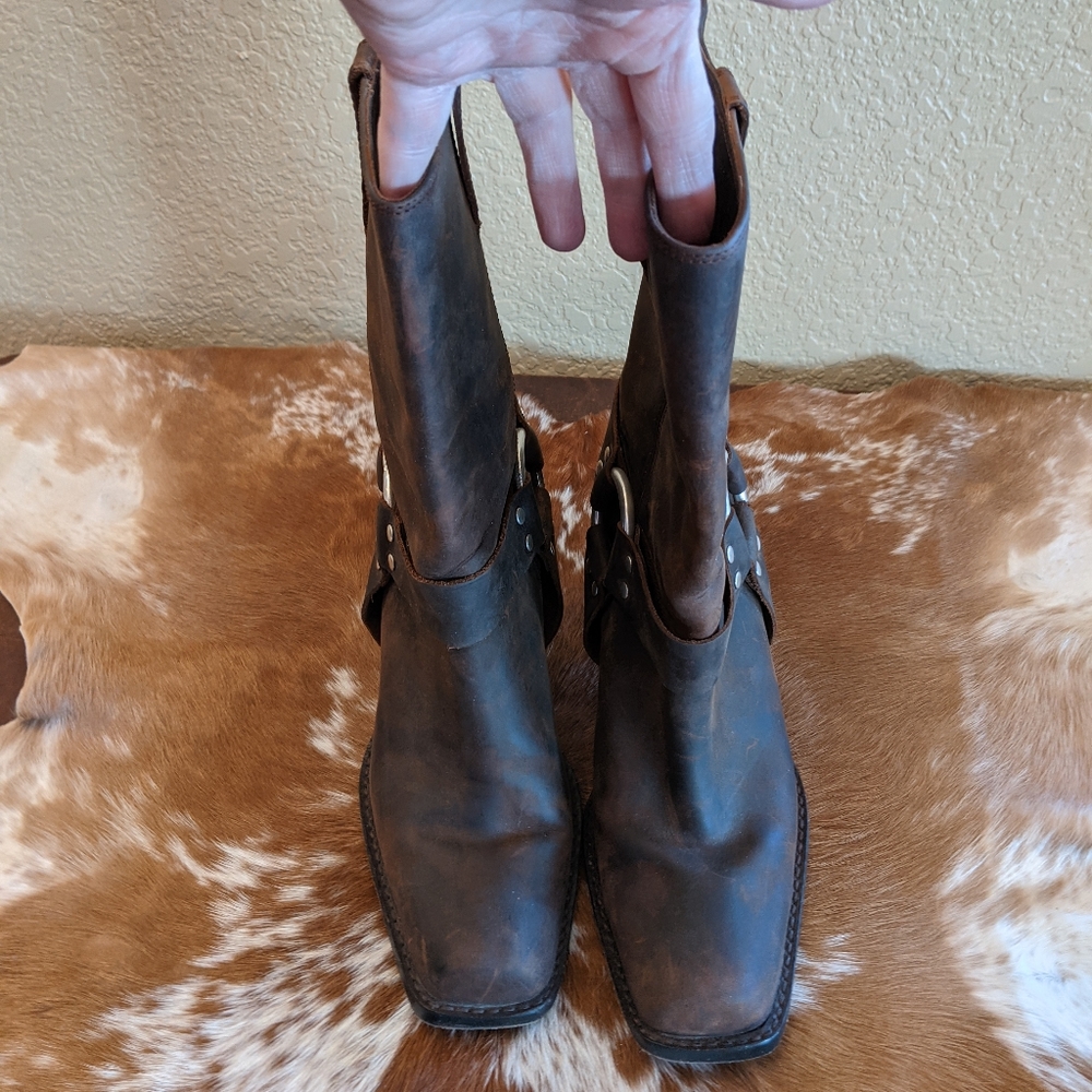 Michael Kors Distressed Leather Harness Boots - Picture 5 of 11